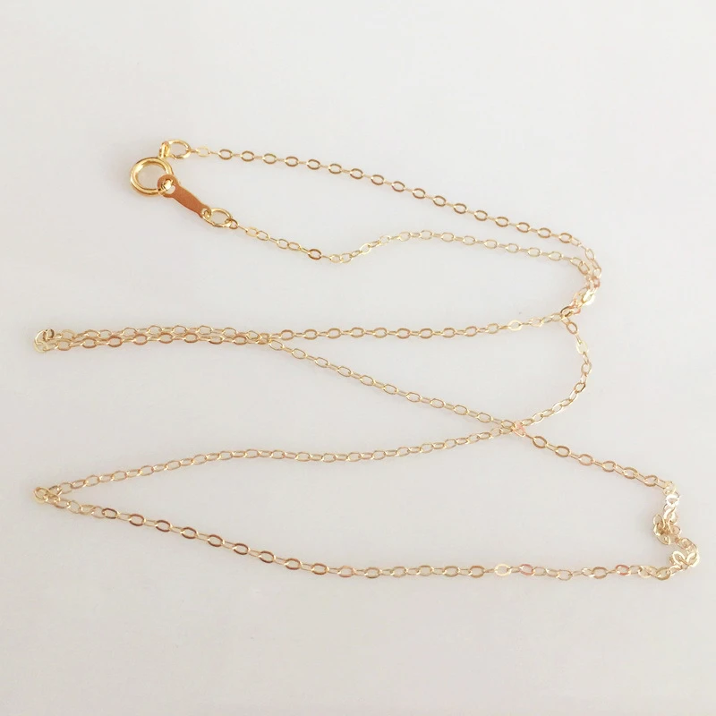 Real 14K Gold Filled Flat Cable Chain Necklace 1.3MM Chain Necklace Gold jewelry Minimalist Gold Filled Women Jewelry