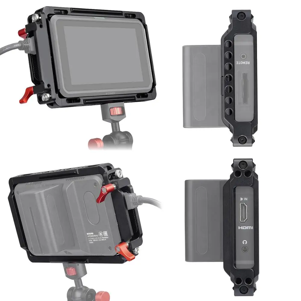 Andycine 5 "กรงในตัว NATO Rail และสาย HDMI Clamp Sunhood สำหรับ Atomos Ninja V และ Shinobi