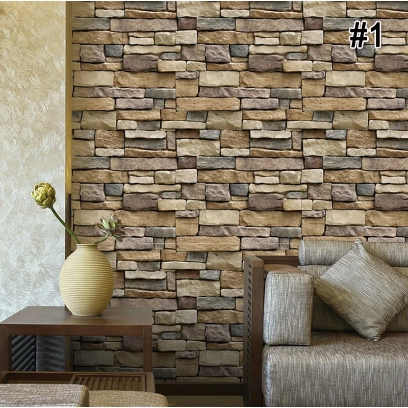 Fashion Vintage Style Brick Stone Self Adhesive Wallpaper PVC Waterproof Peel and Stick Wall Sticker Roll DIY Brick Wall Decor