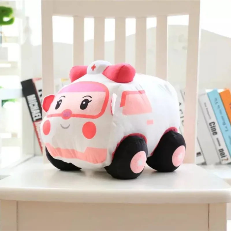 23/30cm Cartoon Cute PoliceCar Ambulance Cute Plush Stuffed Toy Kawaii Car Doll Baby & Toddler Toys For Children Birthday Gifts