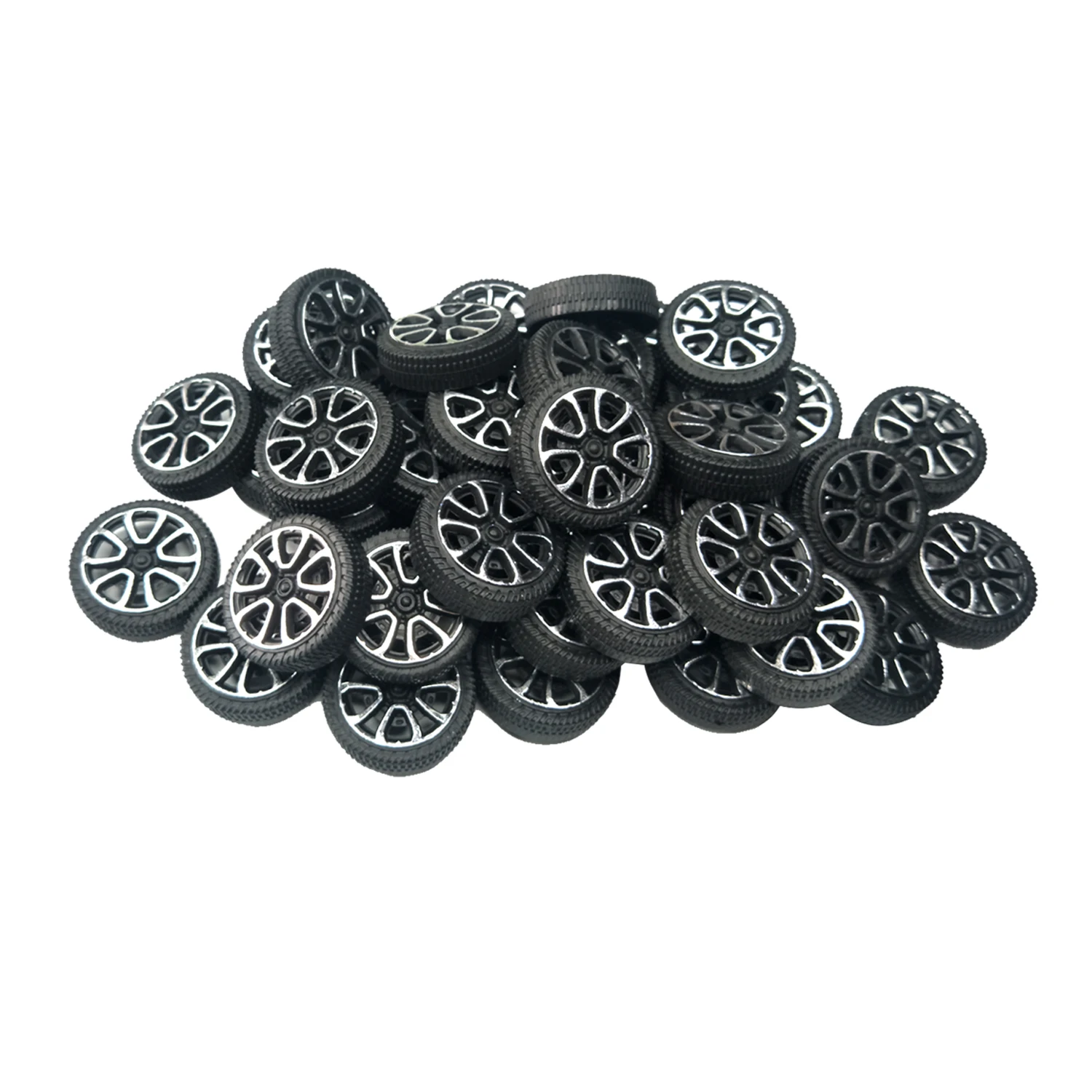 100pcs Plastic Roll 2mm Dia Shaft Car Truck Model Toys Wheel (30mmx9mm )