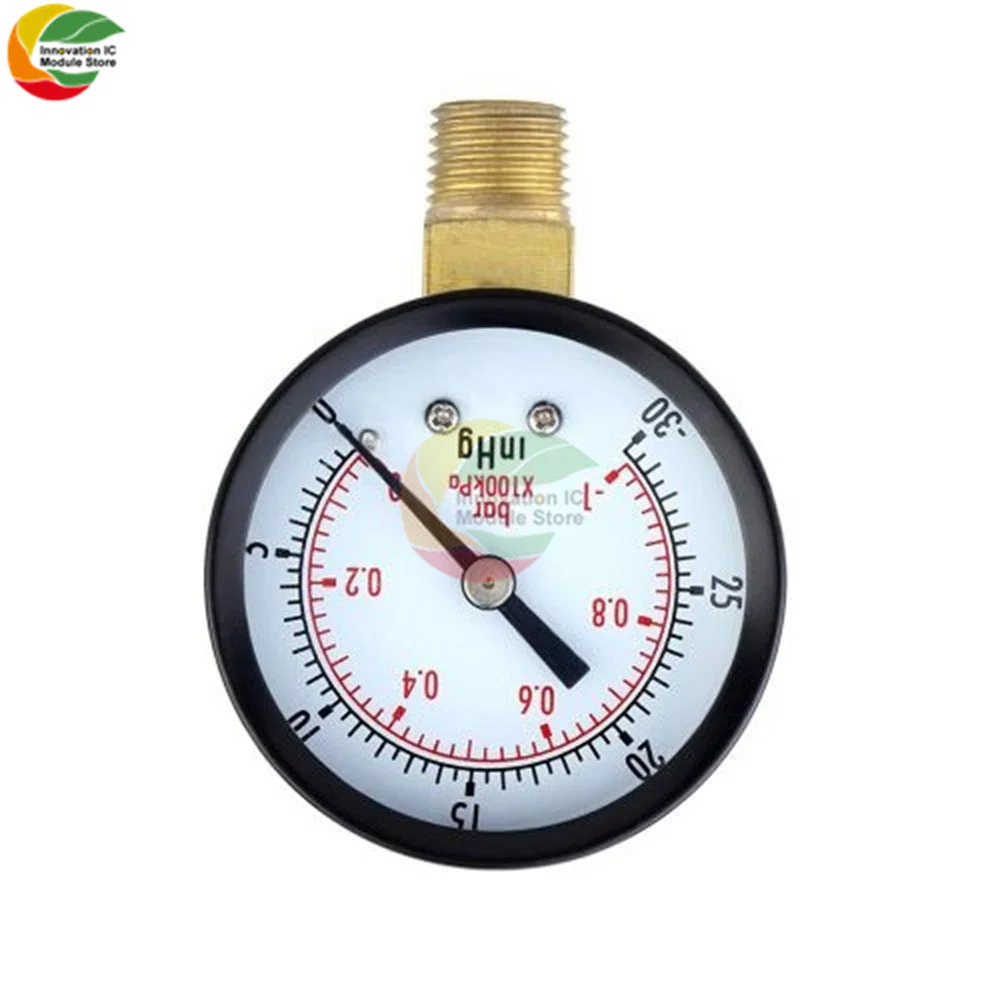 Pengukur Dial Skala Ganda Portabel 1/4 "NPT -30HG/0PS Pengukur Meter Tekanan Vakum Manometer 2" Tampilan Dial Pengukur Tekanan Digital