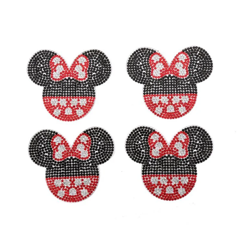 Minnie Crystal Rhinestone Mickey patches for Clothing Iron on Clothes Appliques Badge Fabric Sticker Apparel Accessories