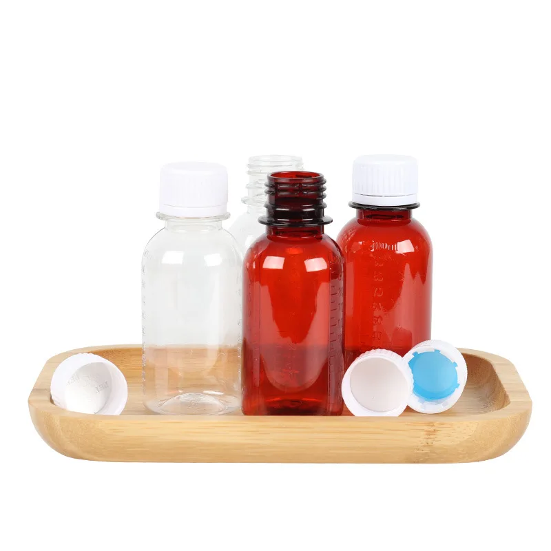 100ml Syrup Bottle with Screw Cap Plastic Reagent Bottle PET Health Care Medicine Liquid Bottles WB2348