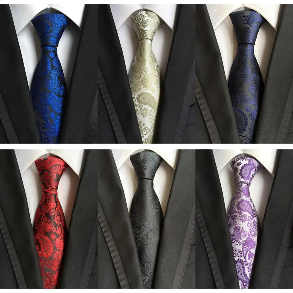 

Novelty Men's Tie Classic Paisley Silk 8CM Tie For Men Blue Black Red Purple Jacquard Woven Men's Wedding Party Necktie