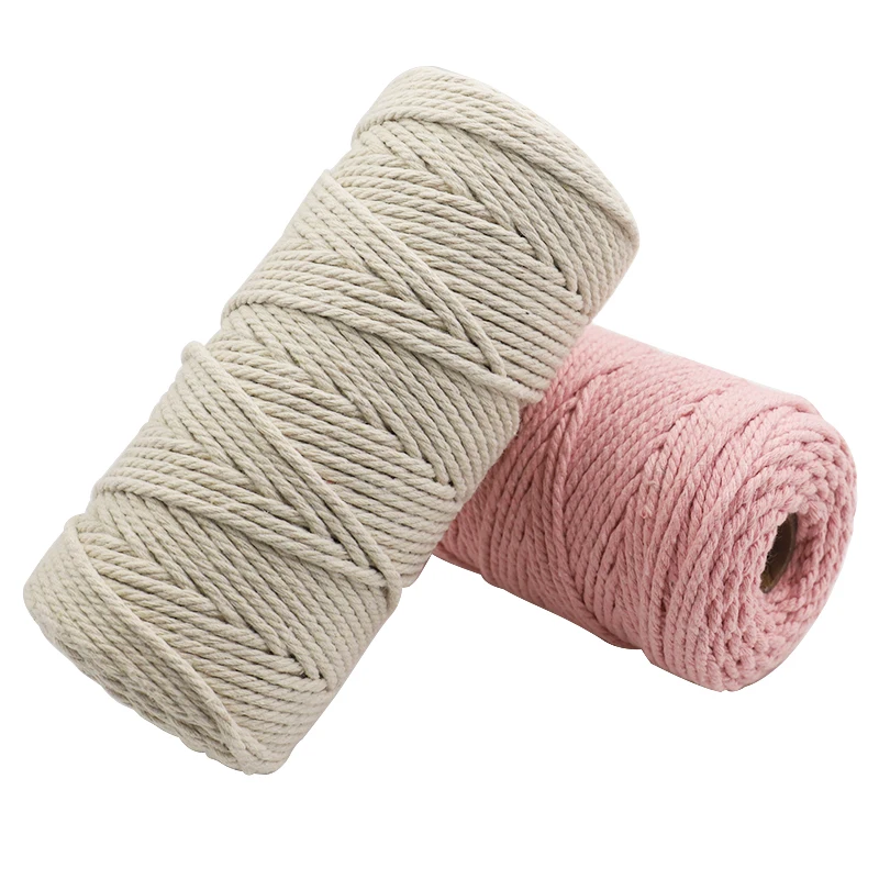 

4pcs/packs 3 mm Twisted Cotton Rope Macrame Rope Cord 3 Strand Cotton Thread DIY Knitting Cotton String