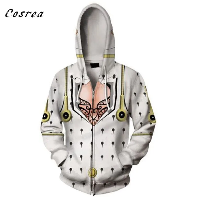 Jojo bizzare adventure Cosplay  Hoodies Sweatshirt 3D print Mens  Harajuku coat Hoodies Jojo clothes  Jacket Tops  Halloween