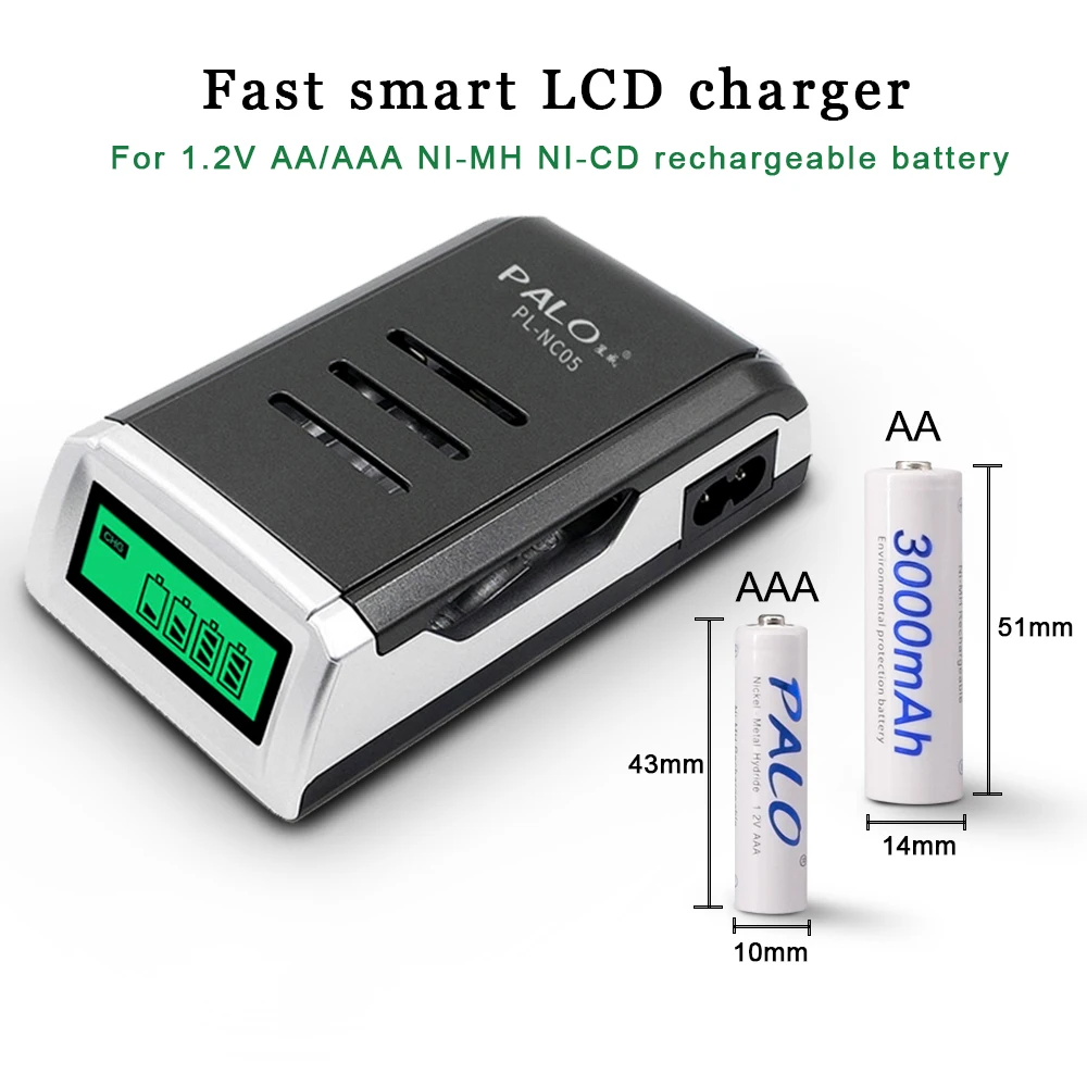 PALO 4-16 sztuk 1100mAh 1.2V akumulator AAA Ni-MH AAA akumulator 3A baterie bateria z LCD inteligentna ładowarka