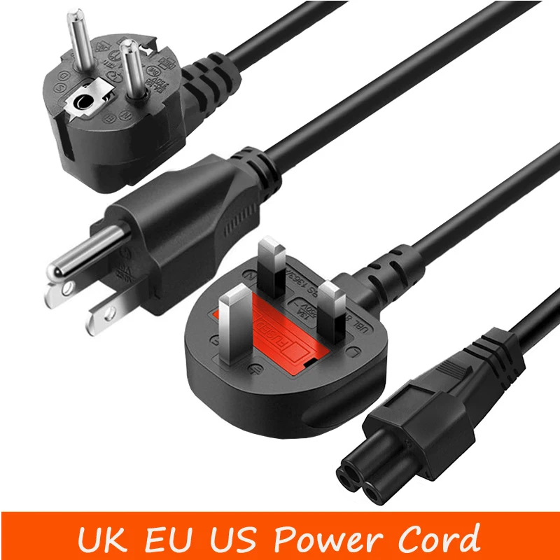 Black IEC C5 to AU US UK EU Power Cord Italy Switzerland Desktop AC Extension Power Cable India South africa Brazil Power Line