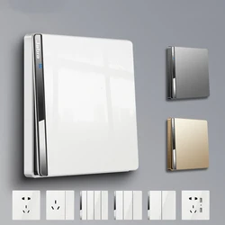 250V Fashion Design 86mm White Household Electrical Switch High-End Paint Porcelain Imitation Advanced Panel With LED Indicator