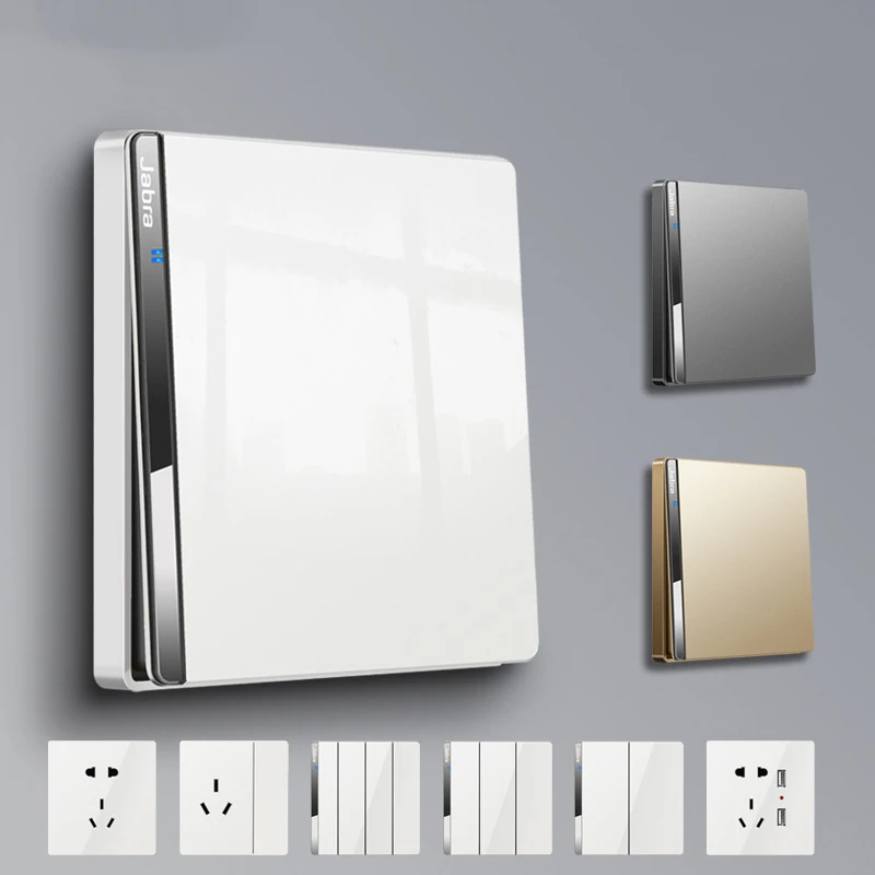 250V Fashion Design 86mm biały domowy przełącznik elektryczny wysokiej klasy farba imitacja porcelany zaawansowany panel ze wskaźnikiem LED