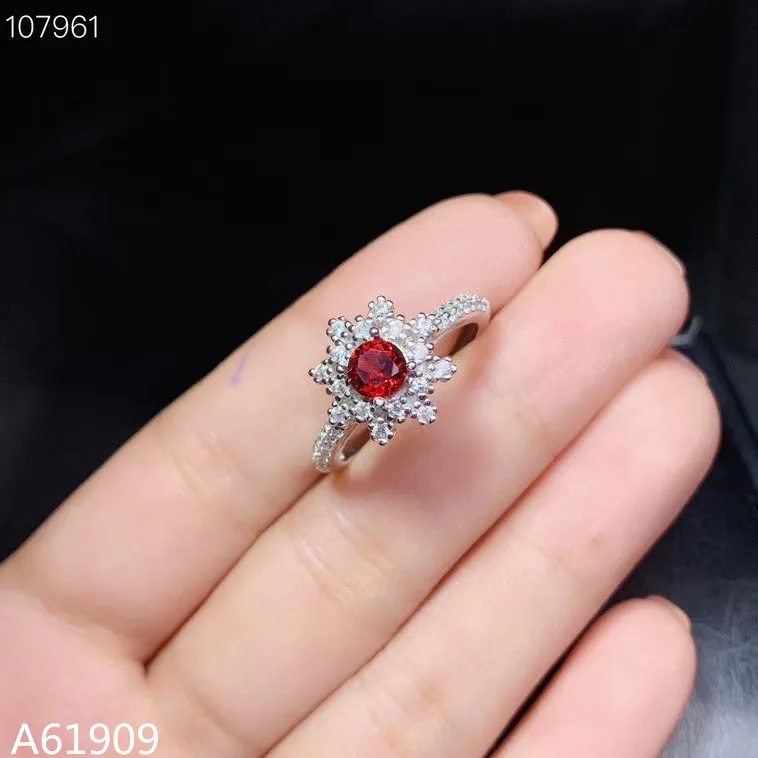 

KJJEAXCMY boutique jewelry 925 sterling silver inlaid natural garnet gemstone female ring set support detection mini