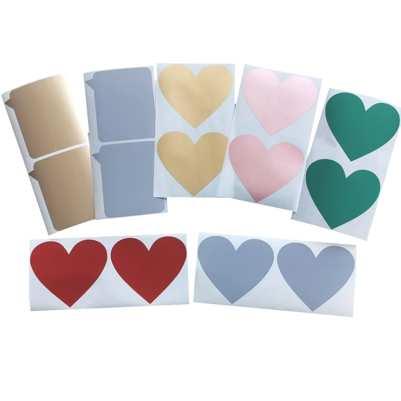 50pcs/lot New Golden Red Heart Dialog design Scratch coating Sticker DIY Multifunction label sticker