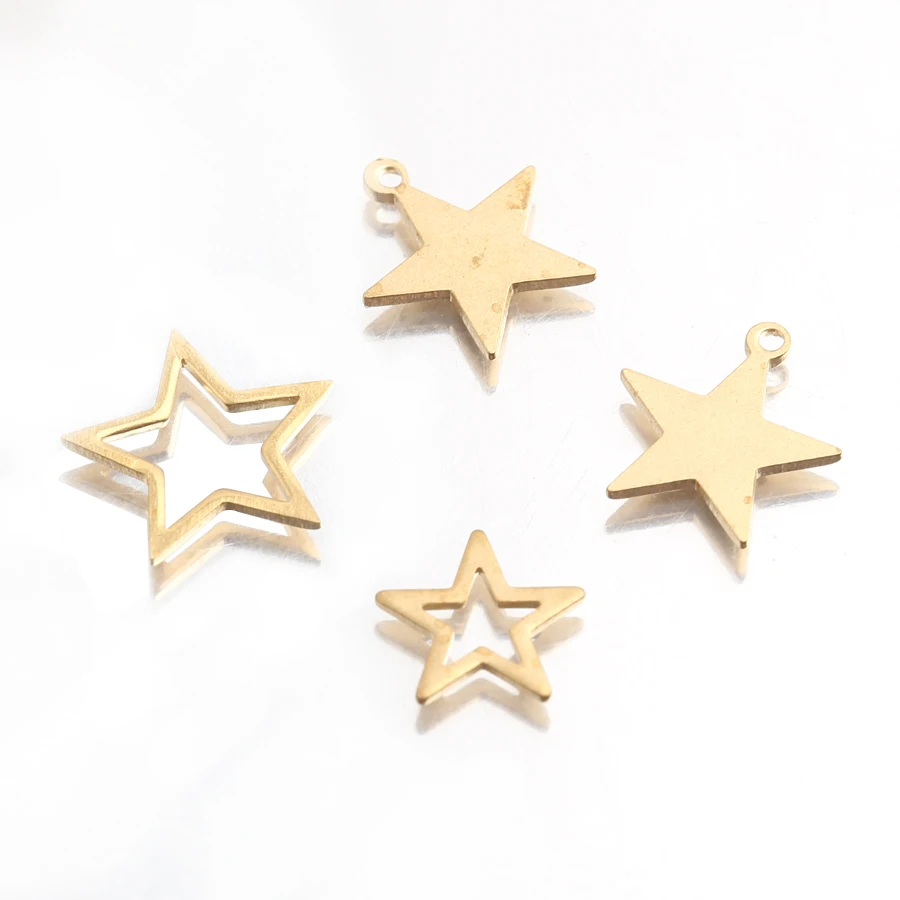 50Pcs/Lot Brass Shiny Tiny Star Charm Open Stars Pendant Diy For Jewelry Earrings Bracelet Necklace Making Accessories Wholesale