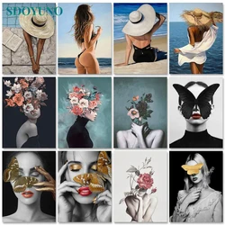 SDOYUNO 40x50cm Paint By Numbers Figure Oil Painting By Numbers On Canvas Women Frameless DIY Home Decor living Room