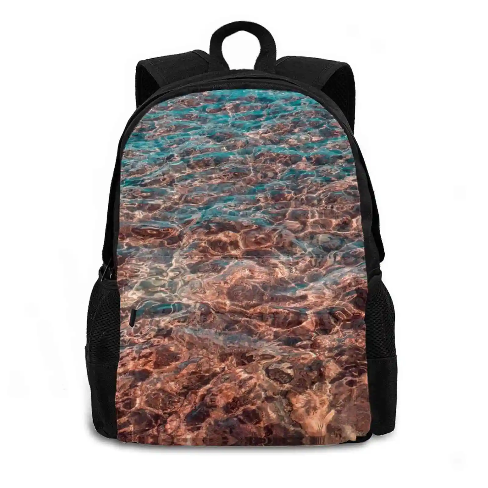 Sophisticated Layered Patterns In Burnt Umber With Teal Accents-Take Two Backpack For Student School Laptop Travel Bag Burnt