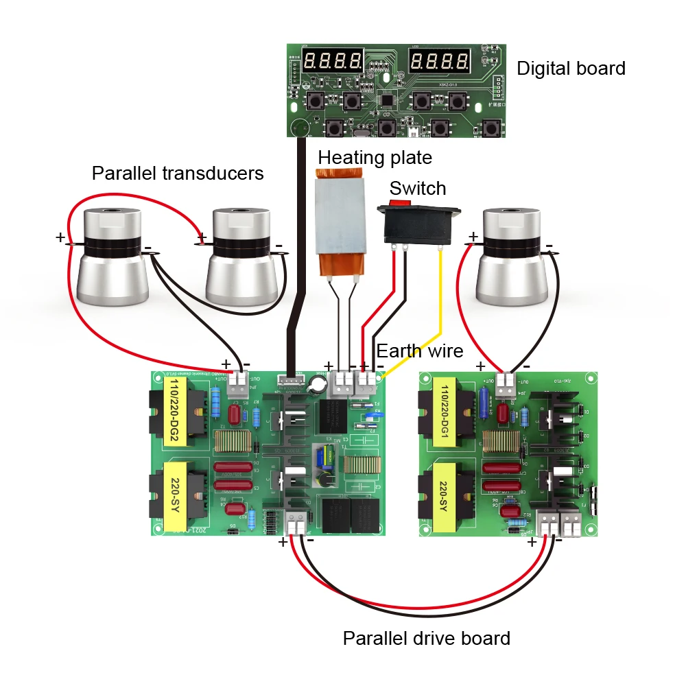 Granbo Digital Display PCB Controller for Portable Ultrasonic Cleaners Degas Semiwave Drive Board Connection