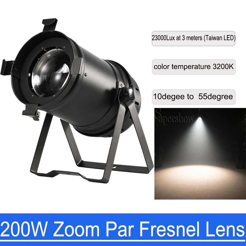 Par Can 200W COB Zoom PAR 64 LED Light Fixture Zoom DMX Stage Theatre Black Light