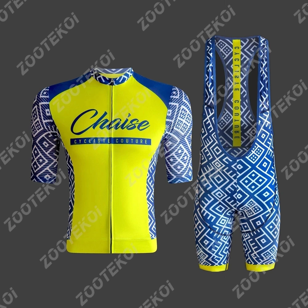 New Chaise Summer Men’s Jersey Set  Clothing Bike Clothes Cycling Clothing Breathable Short Sleeve Suit 9D GEL Maillot Ciclismo