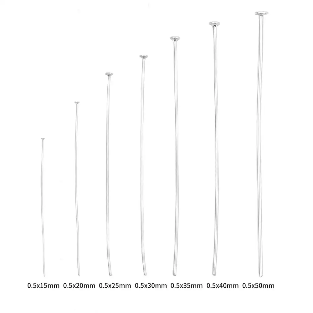 

10 pcs/Lot Multisize Flat Head Pins 925 Pure Sterling Silver T-Shaped Ball Head Pin For Diy Jewelry Making Findings Accessories