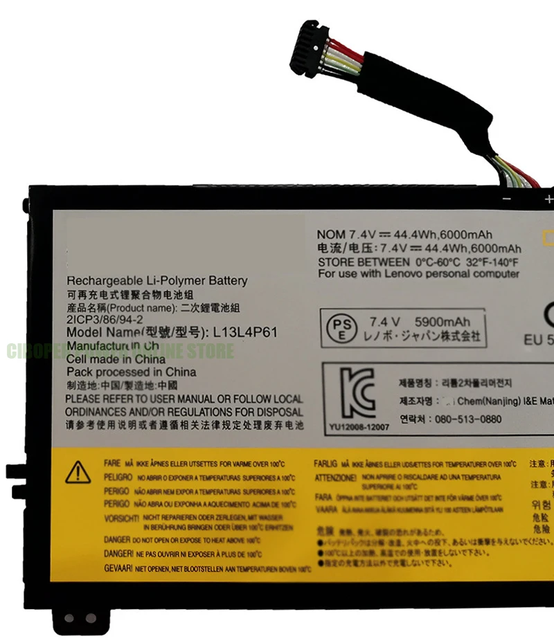 CP Genuine Laptop Battery L13L4P61 7.4V 44.4Wh For 15 80H1 2ICP3/86/94-2 L13M4P61 L13S4P61 Series