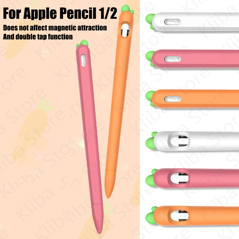 Soft carrot Silicone For Apple Pencil 1 2 Case Compatible For iPad Tablet Touch Pen Stylus Protective Sleeve Cover coque