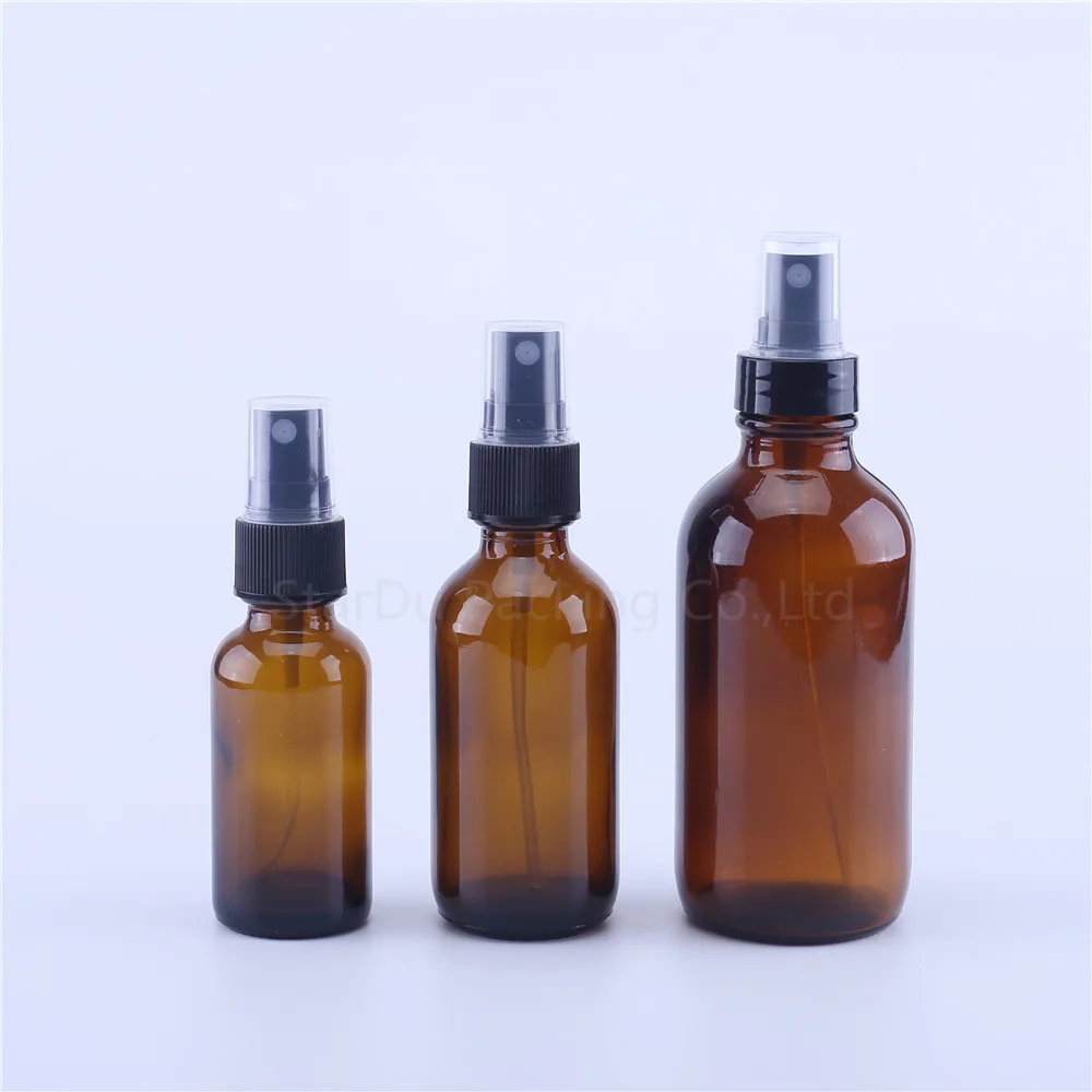 

100pcs 30ml 60ml 120ml Amber Empty Glass Spray Bottle For Perfume ,60cc Brown Container Refillable Cosmetic Atomizer Bottles