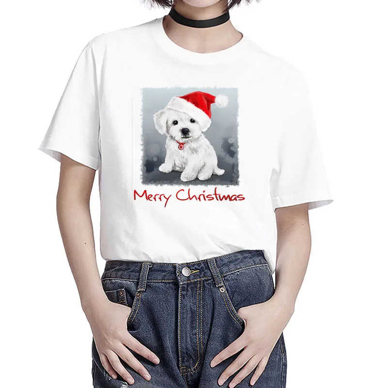 

Christmas T-shirt Cute Dogs 3D print Tshirt Women Short Sleeve Casual Clothes