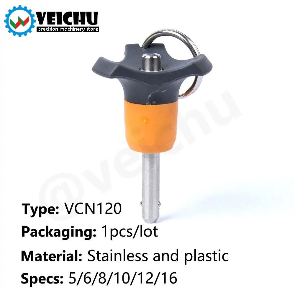 VCN120  1pcs  Plastic Knob Quick Release And Fasten Pins Self-Locking Ball Lock Pins Detent Pin With Button Handle