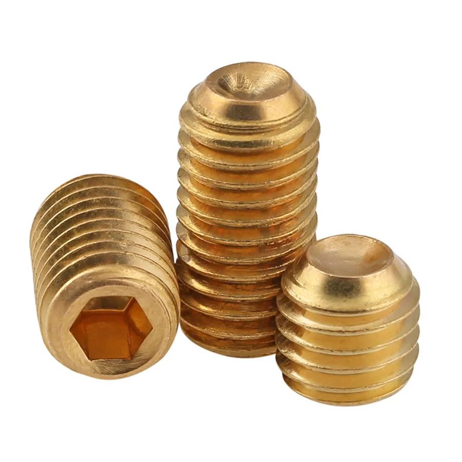 M2 M2.5 M3 M4 M5 M6 M8 M10 M12 Brass Hexagon Socket Concave end Set Screws With Cup Point Grub Headless Socket Head Screw Bolts