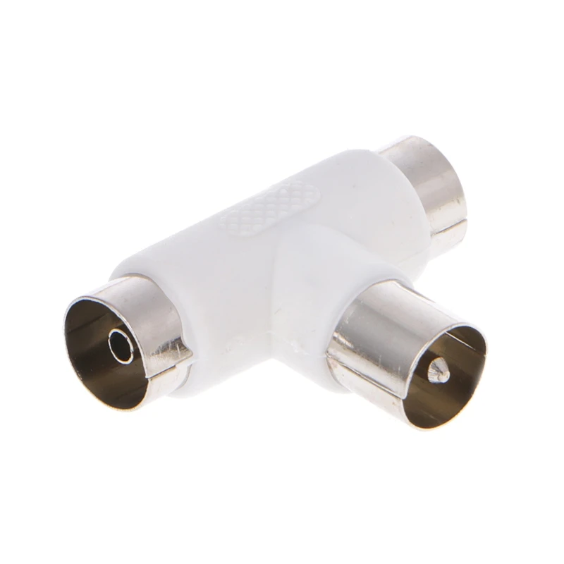 Adattatore per connettori maschio a 2x femmina a 2 vie TV T Splitter antenna coassiale
