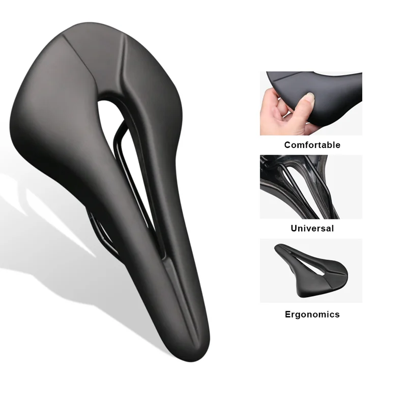 Bicycle Saddle Breathable Hollow Design PU Leather Soft Comfortable Seat MTB Mountain Road Bike One-Piece Cushion Cycling Parts