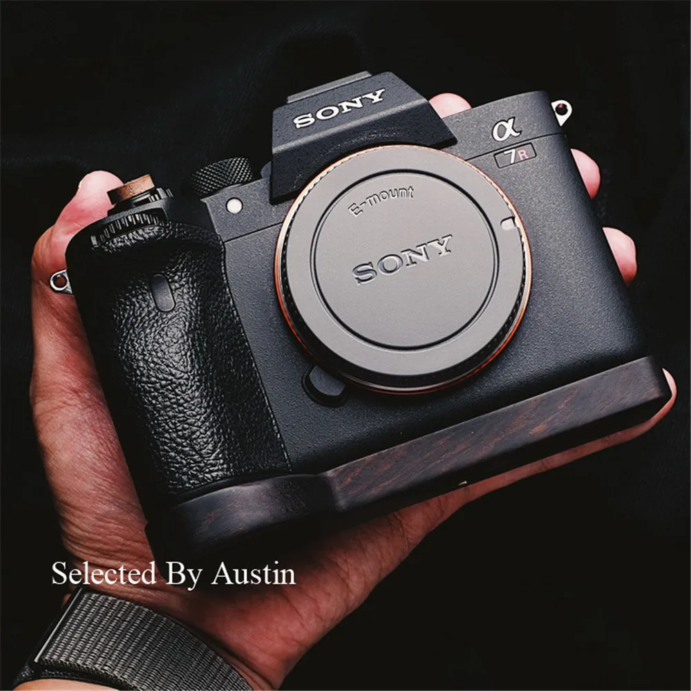 Soporte de placa de agarre manual de madera hecho a mano negro para Sony A7R4 a7R IV A7RM4 ILCE-7R IV A7R MKIV