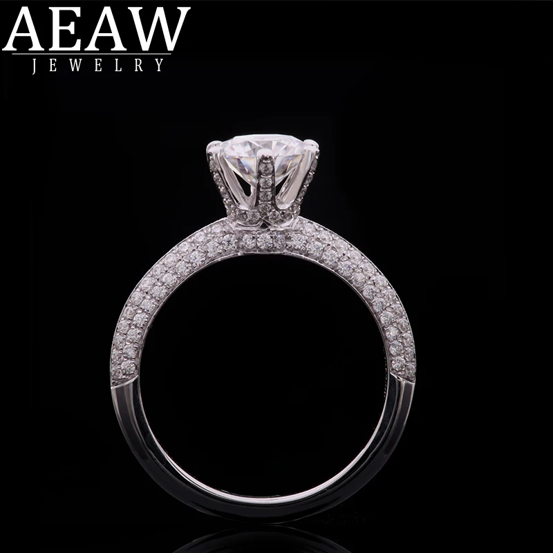 AEAW 0.5ct 1.0ct 1.5ct Round Cut 14k White Gold Moissanite Ring Half Full Eternity Sizes Original Dazzling Female Jewelry