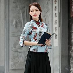 Traditional Chinese Clothing For Women китайский стиль Oblique Buckle Style Shirt Oriental Cheongsam tops Cinese Qipao Blouse