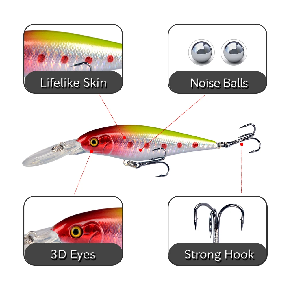 LINGYUE Crankbait Minnpw Fishing lure Pike Bait 11cm 10.5g Jerkbait Deep Swim Wobblers Isca Artificial Tackle Pesca Leurre Bass