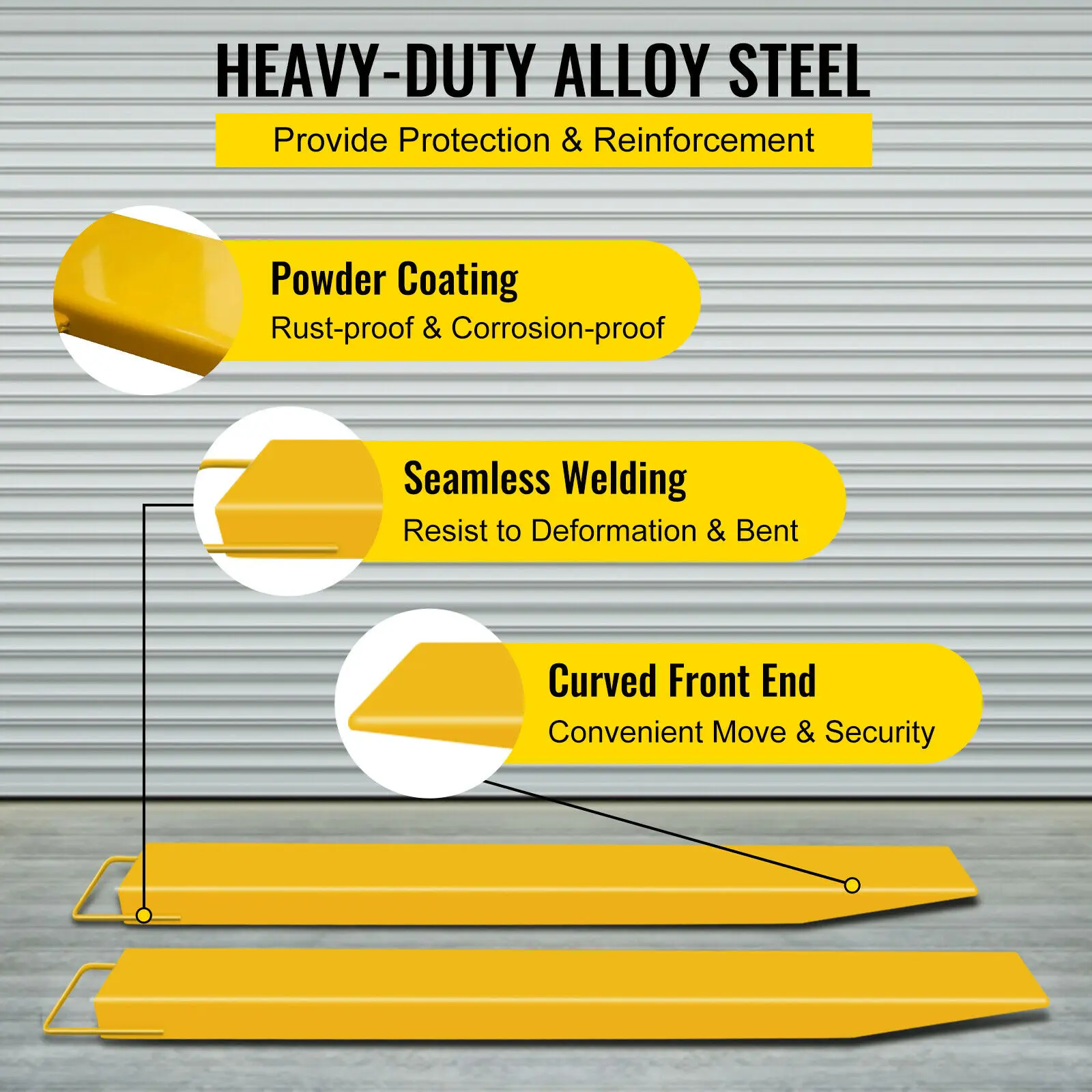 VEVOR 60 72 84 96นิ้วพาเลทส้อม Extensions Heavy Duty ยาวรถยกยกส่วนขยายสำหรับคลังสินค้าและโรงงาน
