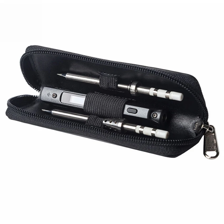 Microfiber Lederen Draagtas Draagbare Rits Tool Utility Bag, 3 Slots Opbergtas Voor Soldeerbout Tool, Waterdicht