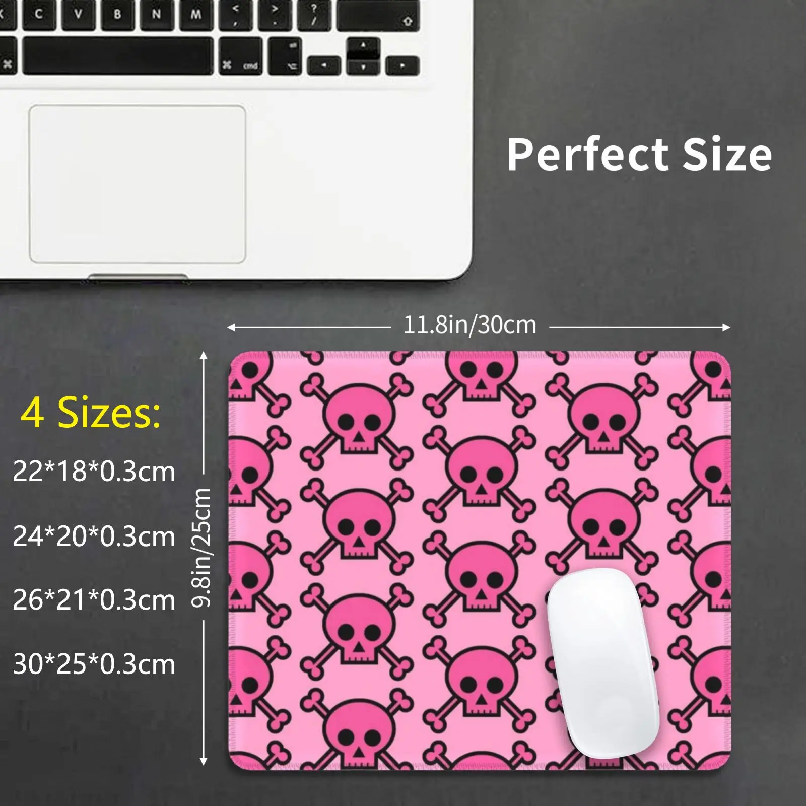 Pink Skull And Crossbones Emo Girl Mouse Pad DIY Print Cushion Pink Punk Rock Emo Skull Skulls Pattern Cute