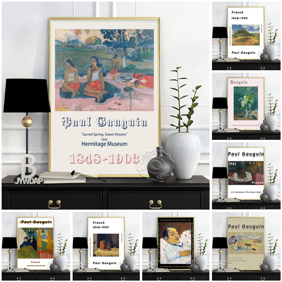 Paul Gauguin Exhibition Museum Poster, Kalapana Sings Southern All Stars Lilac Bouquet Wall Art, France Vintage Home Wall Decor