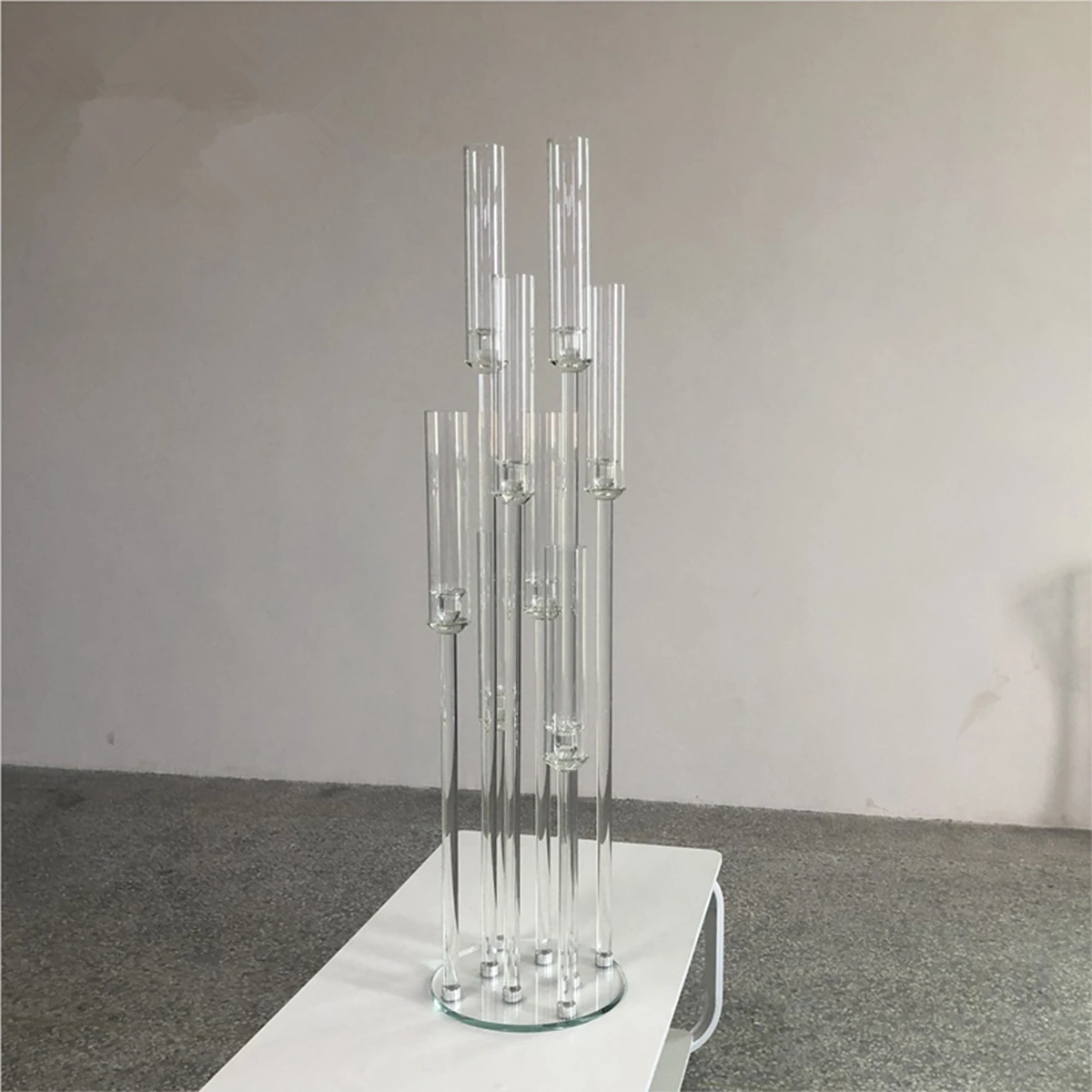 Clear circular base 8 arms crystal acrylic candle holders for wedding centerpieces event decoration AB0039