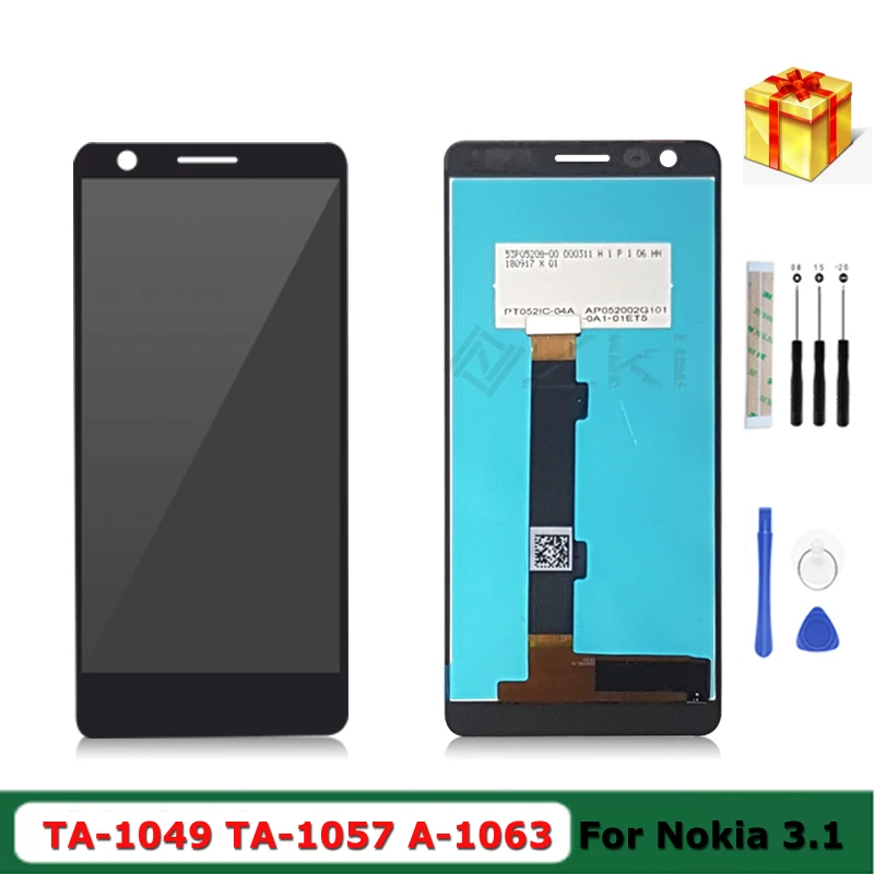 For Nokia 3.1 LCD Display Full Touch Screen TA-1049 TA-1057 A-1063 TA-1070 TA-1074 No Frame Digitizer Assembly Replacement Parts