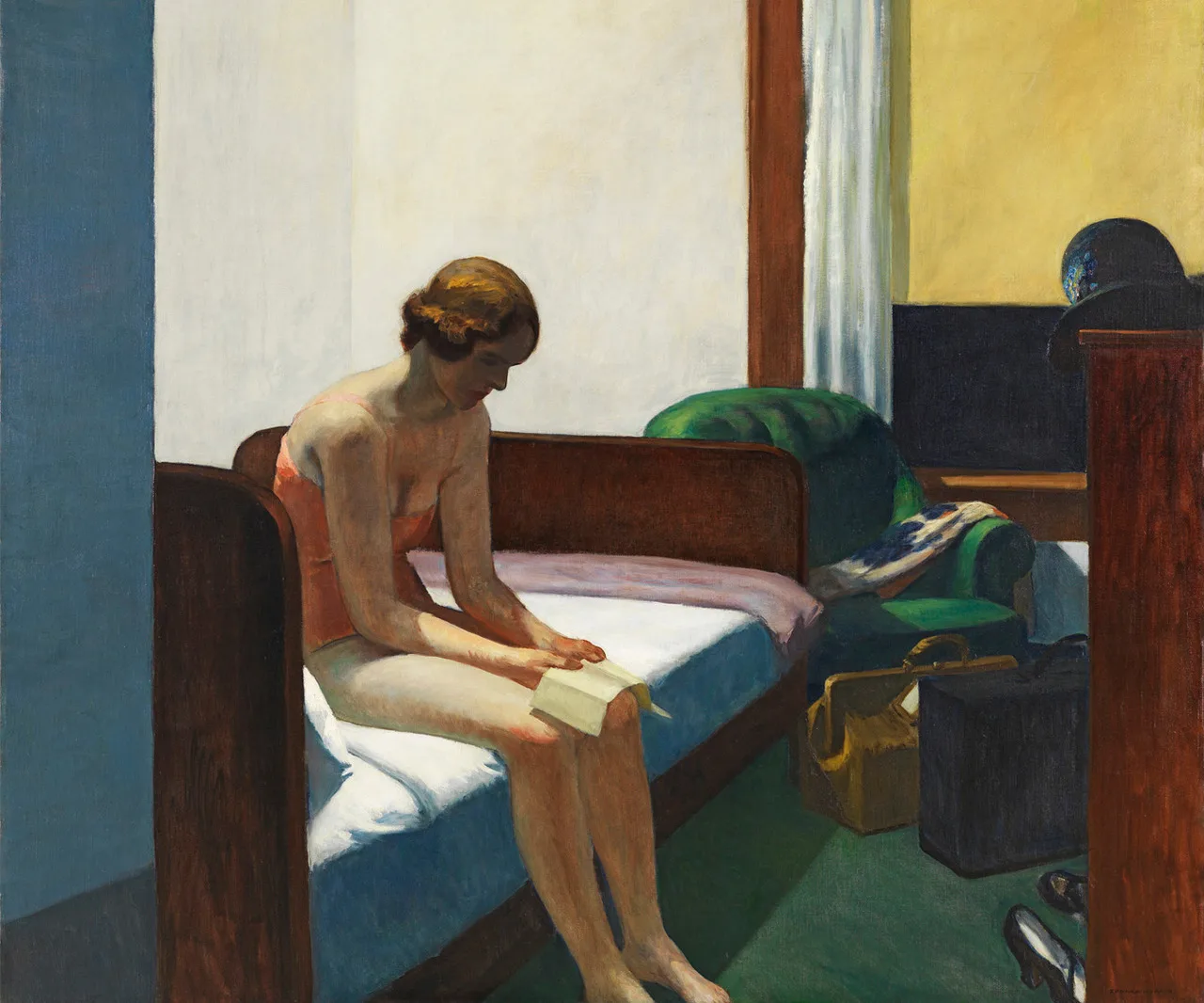 100% handmade Oil Painting reproduction on linen canvas, Hotel Room by Edward Hopper,Free Shipping,High Quality