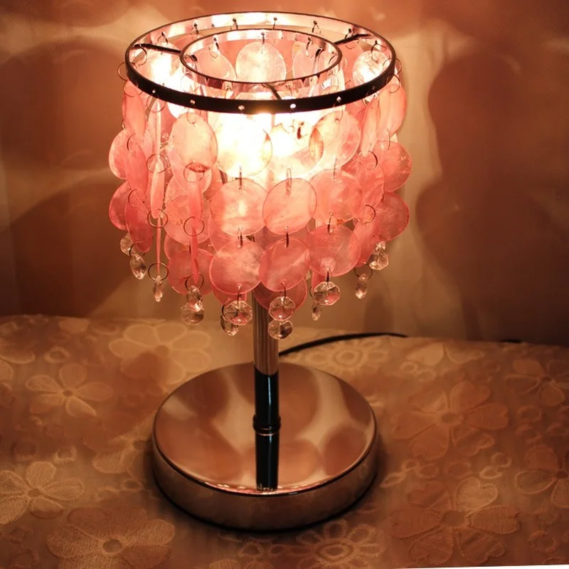 Natural Shell Fragrance Table Lamp Polished Chrome Table Light Bedroom Bedside Lighting Fixtures Home Decor Desk Lights