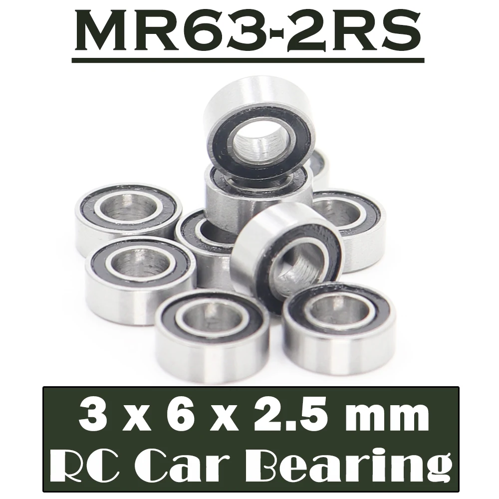 MR63RS Bearing ( 10 PCS ) 3*6*2.5 mm ABEC-7 Hobby Electric RC Car Truck MR63 RS 2RS Ball Bearings MR63-2RS Black Sealed