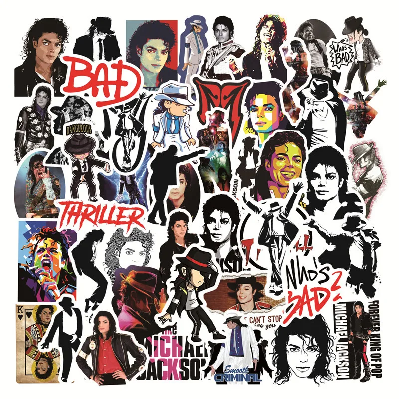 10/30/50pcs Internationality  Pieces Of Rock Star Michael Jackson Graffiti Crazy Fans Cool Helmet  Classic Sticker Pvc Notebook