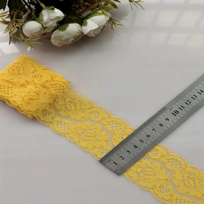 New 1Yard Elastic Lace Fabric Ribbon 6CM Wide Lace Trim Ribbon Diy Craft Fabric African Fabrics Stretch underwearAccessories