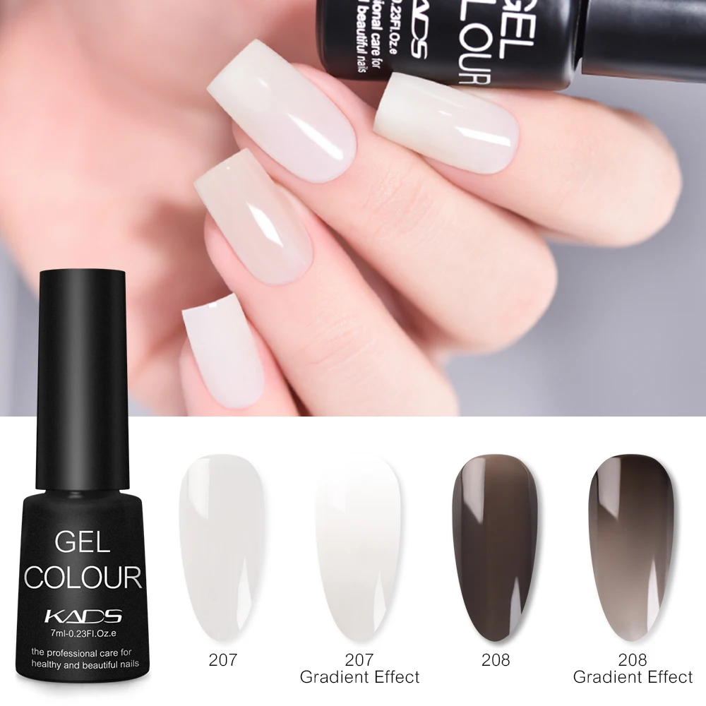 KADS Milky White Gel Polish 7ml French Translucen Jelly White and Black Soak Off Led UV Gel Varnish With Nail Dryer Lacquer