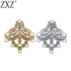 10pcs Antique Gold Earring Chandelier Connectors 2 Sided Charms Pendants For DIY Jewelry Findings 33x29mm