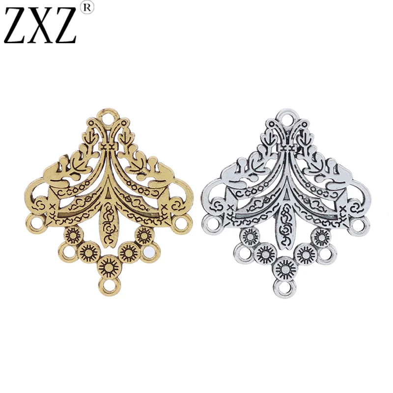 10 sztuk antyczne złote kolczyki złącza do żyrandola 2-stronne zawieszki Charms dla DIY komponenty do biżuterii 33x29mm